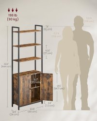 Biblioteca Vasagle cu Design Rustic, Maro si Negru, 24 x 60 x 159.5 cm - 3