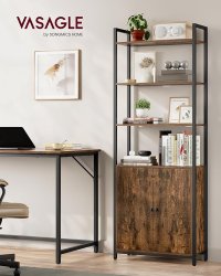 Biblioteca Vasagle cu Design Rustic, Maro si Negru, 24 x 60 x 159.5 cm - 4