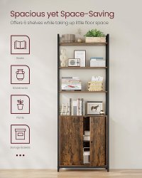 Biblioteca Vasagle cu Design Rustic, Maro si Negru, 24 x 60 x 159.5 cm - 7