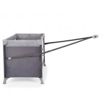 Patut pliabil copii cu laterala culisanta Moni Next level Grey,3 variante de folosire,2 nivele,saltea pliabila inclusa,curea fixare la patul parintilor,laterale din plasa pentru ventilatie,geanta transport,125x65x74cm - 3