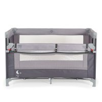 Patut pliabil copii cu laterala culisanta Moni Next level Grey,3 variante de folosire,2 nivele,saltea pliabila inclusa,curea fixare la patul parintilor,laterale din plasa pentru ventilatie,geanta transport,125x65x74cm - 7