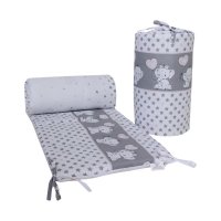 Set 2 aparatori laterale din bumbac pentru patut 120x60 cm Beberoyal Love Elephants Roz - 1