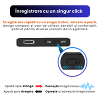 Mini Reportofon Z26 32GB Negru, Inregistrare pana la 384h, Activare Vocala, Magnet Dublu – ZeroSecrets - 6