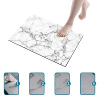 Covoras de Baie Marble 60x40cm, Alb Antiderapant si Extra Absorbant - 1