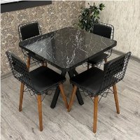 Masa de bucatarie patrat Homs din MDF texturat, negru, 70 x 70 x 75 cm - 1