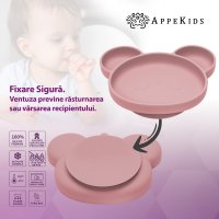 Farfurie din silicon cu ventuza AppeKids Panda Old Rose - 3