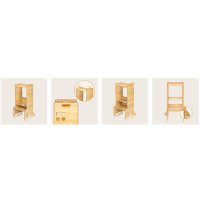 Turn de invatare Montessori Lionelo Cass Natur, functie de raft pentru carti, pana la 30 kg, 1-6 ani, din MDF si furnir, 3 trepte de inaltime - 2