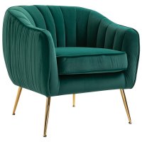 HOMCOM Fotoliu Elegant din Catifea Verde cu Picioare Metalice Aurii Confort Superior pentru Living | Aosom Romania - 1