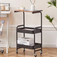 Raft portabil pentru cafea din otel carbon, cu 2 polite si masa de lucru, dimensiuni 79 x 43 x 30 cm - 1