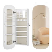 Oglinda suspendata cu depozitare bijuterii Alb Songmics 108x42x10 cm - 4