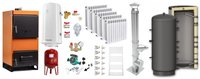 Pachet de incalzire Fiama W 25 kW cu puffer de 800 l, cos de fum inox, radiatoare Fornello ALVO si boiler termoelectric - 1