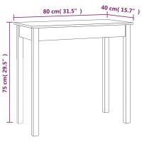 Masa consola din lemn masiv de pin netratat, 80 x 40 x 75 cm - 8