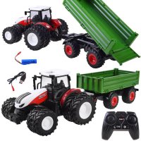 Tractor RC cu Telecomanda si Remorca - Verde - 1