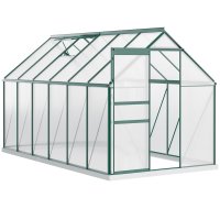 Sera Outsunny din aluminiu pentru plante cu ventilatie, 190 x 375cm, Verde | Aosom Romania - 1