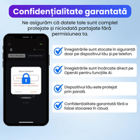 Reportofon inteligent AI 64 GB, ChatGPT, 100 de limbi, inregistrare 1000 ore, autonomie 8 ore, aplicatie, magnetic - 3