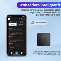 Reportofon inteligent AI 64 GB, ChatGPT, 100 de limbi, inregistrare 1000 ore, autonomie 8 ore, aplicatie, magnetic - 2