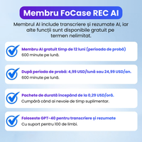 Reportofon inteligent AI 64 GB, ChatGPT, 100 de limbi, inregistrare 1000 ore, autonomie 8 ore, aplicatie, magnetic - 1