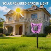 Set 2 lampi solare LED fluture RGB, 37 cm, 5 W, IP65, montaj pe perete sau in sol - 1