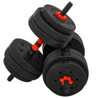 HOMCOM Set Gantere Convertibile in Haltera, 25kg, 12 Discuri Greutati, Oțel si Plastic pentru Antrenament Acasa - 1