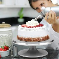Platou rotativ pentru decorat torturi - Aluminiu, 30 cm, cu baza antiaderenta - 1