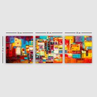 Tablou, 3 bucati PDR6 Multicolor 30x30x3 cm - 2