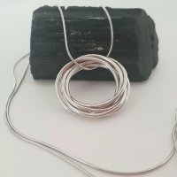 Lantisor Chic Bijoux pentru 60 de ani, cu 6 cercuri unite din argint 925 - 1