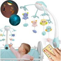 Carusel muzical 2in1 pentru bebelusi Ricokids Albastru cu telecomanda ,13 melodii linistitoare, cronometru, functie proiector si lampa de veghe - 5
