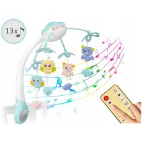 Carusel muzical 2in1 pentru bebelusi Ricokids Albastru cu telecomanda ,13 melodii linistitoare, cronometru, functie proiector si lampa de veghe - 2