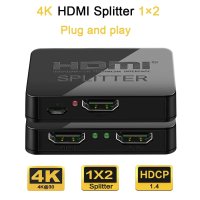 Splitter HDMI 1x2 4K cu Amplificator Staryon® 1 In 2 Out HDMI - Suporta pana la 1080P/60Hz, HDCP 1.4, Suport 3D, Negru - 1