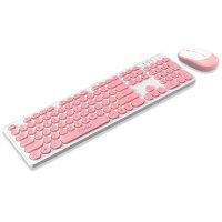 Kit tastatura si mouse Wireless, Universale, Roz-Alb - 2