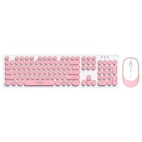Kit tastatura si mouse Wireless, Universale, Roz-Alb - 3