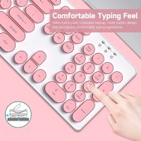 Kit tastatura si mouse Wireless, Universale, Roz-Alb - 5