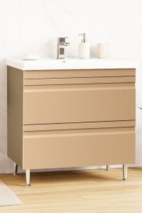 Set Baza front MDF si Lavoar seria 786, cu sertare, montat, 80 cm, cappuccino - 1