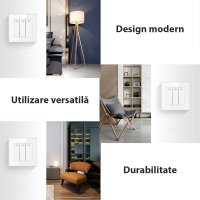 Intrerupator Triplu Cap Scara Cu Panou Din Sticla Securizata Techstar® TGS 01, 220V, 16A, 86 X 86 Mm, Negru, cu 3 Faze - 3