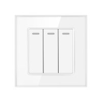 Intrerupator Triplu Cap Scara Cu Panou Din Sticla Securizata Techstar® TGS 01, 220V, 16A, 86 X 86 Mm, Negru, cu 3 Faze - 2