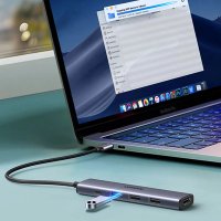 Adaptor multifunctional 5-in-1 UGREEN USB-C Adapter , 1X USB 3.0, 2X USB 2.0, 1X HDMI 4K,USB-C 100W PowerDelivery, Gri - 5