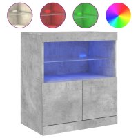 Servanta moderna cu lumini LED RGB, gri beton, 60x37x67 cm - 1
