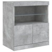 Servanta moderna cu lumini LED RGB, gri beton, 60x37x67 cm - 3