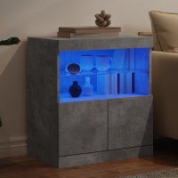 Servanta moderna cu lumini LED RGB, gri beton, 60x37x67 cm - 4