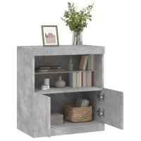 Servanta moderna cu lumini LED RGB, gri beton, 60x37x67 cm - 5