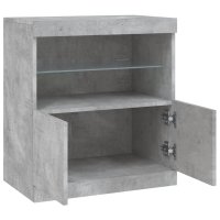 Servanta moderna cu lumini LED RGB, gri beton, 60x37x67 cm - 7