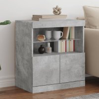 Servanta moderna cu lumini LED RGB, gri beton, 60x37x67 cm - 2