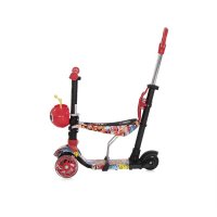 Trotineta pentru copii Smart Plus Red Graffiti, 3 roti cu LED, scaun reglabil si detasabil, maner parental reglabil, ghidon reglabil, greutate suportata 20 kg, varsta 3 ani+ - 1