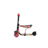 Trotineta pentru copii Smart Plus Red Graffiti, 3 roti cu LED, scaun reglabil si detasabil, maner parental reglabil, ghidon reglabil, greutate suportata 20 kg, varsta 3 ani+ - 5