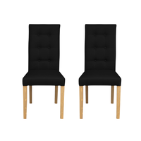 Set 2 scaune living TEO LUX, picioare lemn natur, piele ecologica negru, 46x60x98 cm - 1