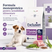 EXCLUSION Monoprotein VD Hypoallergenic Small, XS-S, Porc și Mazăre, dietă veterinară, hrană uscată fără cereale câini, alergii, 7kg - 4