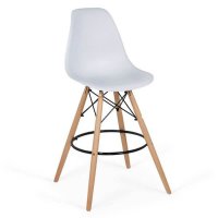 Scaun de bar ABS 139 alb - Design Scandinav cu Picioare din Lemn - 1