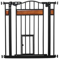 PawHut Portita pentru Caini Extensibila, 74-80 cm Inchidere Automata, Negru | Aosom Ro - 1