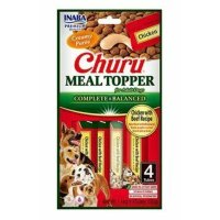 INABA Churu Meal Topper, XS-XL, Pui și Vită, plic, tub recompense fără cereale câini, (piure), 56g - 2