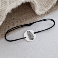 Bratara personalizata cu amprenta - Argint 925 si snur negru - 1